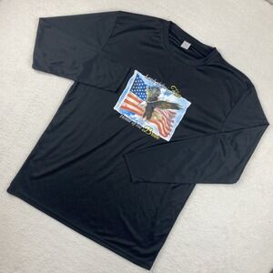 NEW Land of the Free Home of the Brave Mens T Shirt Large Black Long Sleeve NWOT